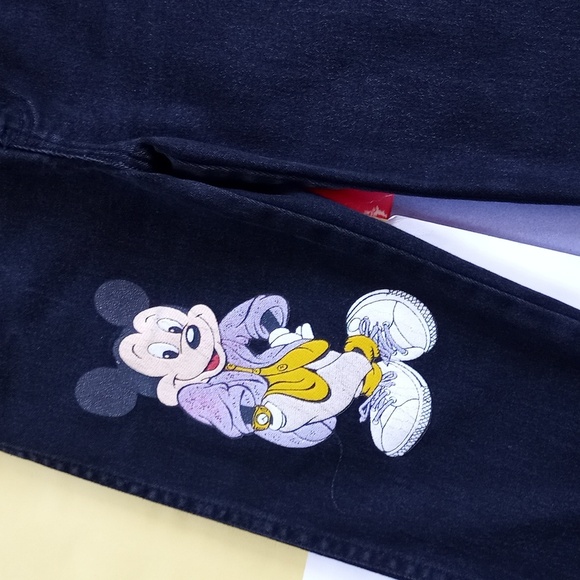 Vintage Mickey Mouse Black Denim Jeans UNISEX - Picture 7 of 11